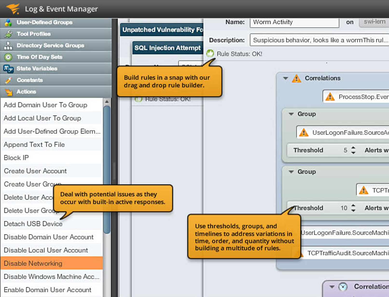 solarwinds security event manager