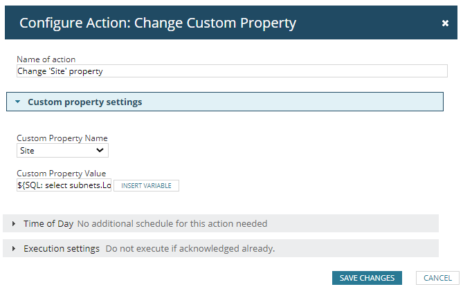 Configure Action - Change Custom Property2 (Insight Image) - Prosperon Networks