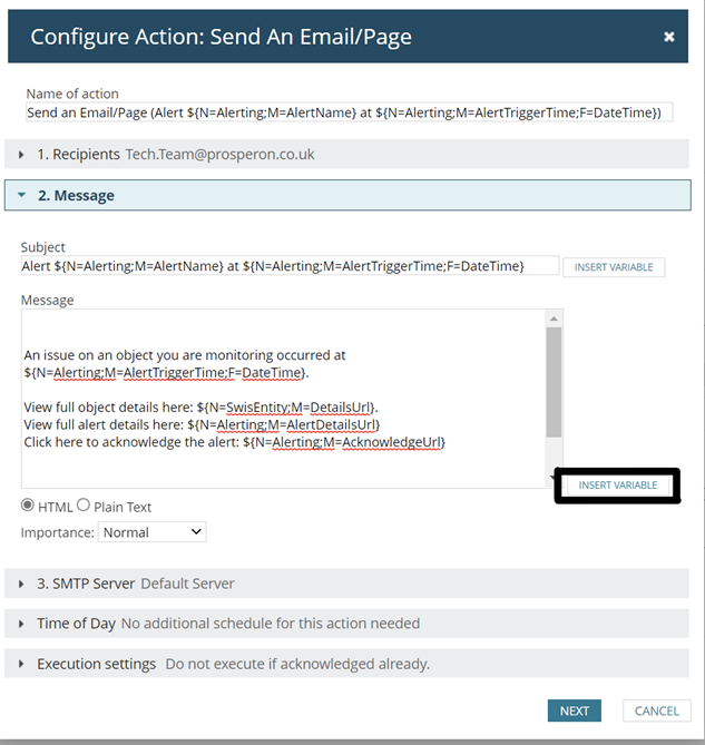 Configure Action Email Alert Image 3
